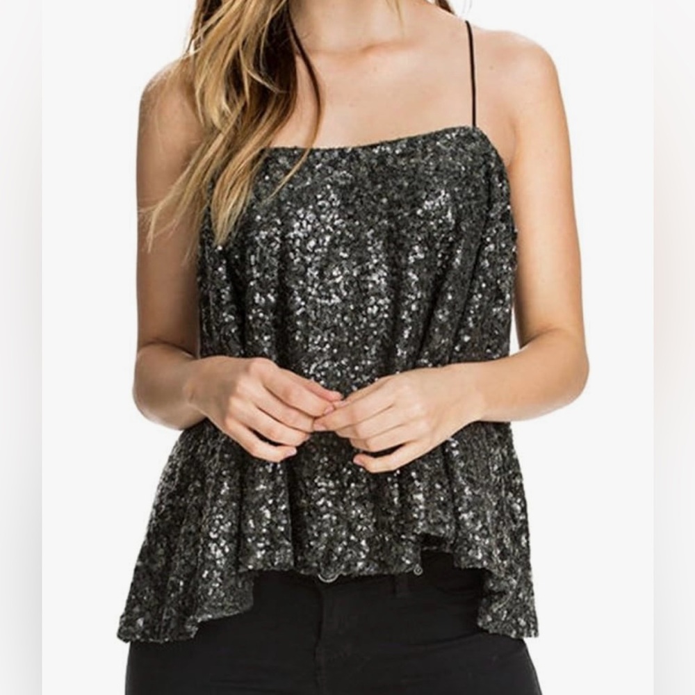 Black Sequin Spaghetti Tank